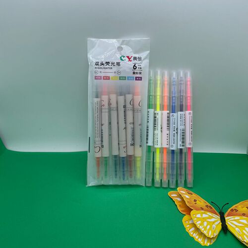 Colorful Double-Headed Highlighter Pen 6 Colors 12 Colors Marker Highlighter Pen Student Doodle Journal Pen Slanted Tip Watercolor Pen