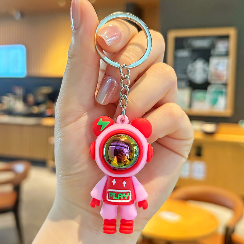 Nuevo astronauta cielo estrellado conejo llavero pvc llavero de goma suave bolsa de pareja colgante de muñeca tridimensional al por mayor