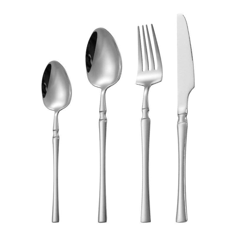 Cuchillo de acero inoxidable transfronterizo, tenedor y cuchara cintura pequeña cuchillo de carne de cuatro piezas y tenedor brillante vajilla occidental traje cuchara europea