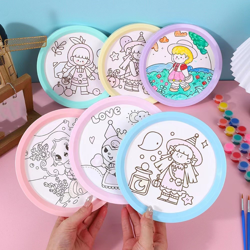 Marco de fotos para colorear para niños, marco cuadrado, marco redondo, pintura de acuarela de bricolaje hecha a mano para colorear, también es un pequeño regalo