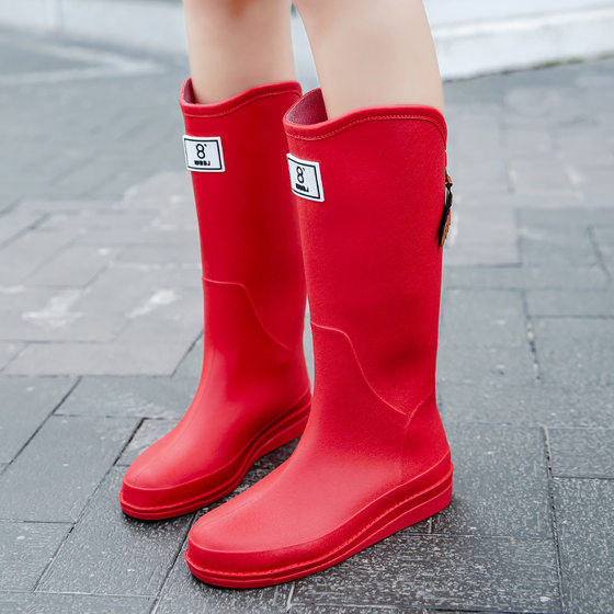 Internet Popular Fashion Women's New High Boots Rainy Soft Bottom Rain Boots Waterproof Wear Non-slip Outdoor Rain Boots