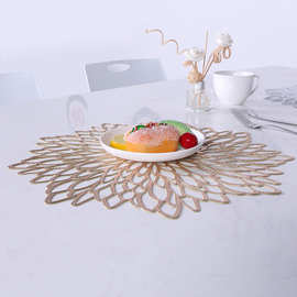 皮革异形餐垫 创意新款花形镂空隔热垫 酒店餐厅防滑咖啡杯垫