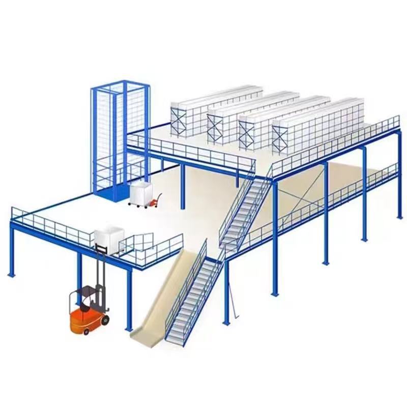 卸売工業用ヘビーデューティロフト棚ロフトスタイルプラットフォーム倉庫倉庫H型鋼多層コンパートメント収納棚|undefined