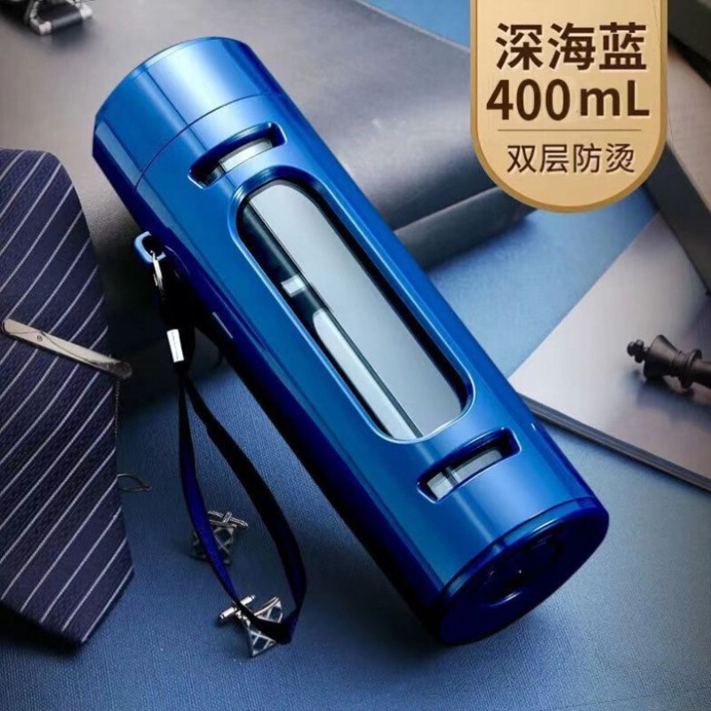 【落下防止・防爆】茶水分離ティーカップ 大容量二重ガラス シンプルカップ メンズ 携帯用ウォーターカップ|undefined