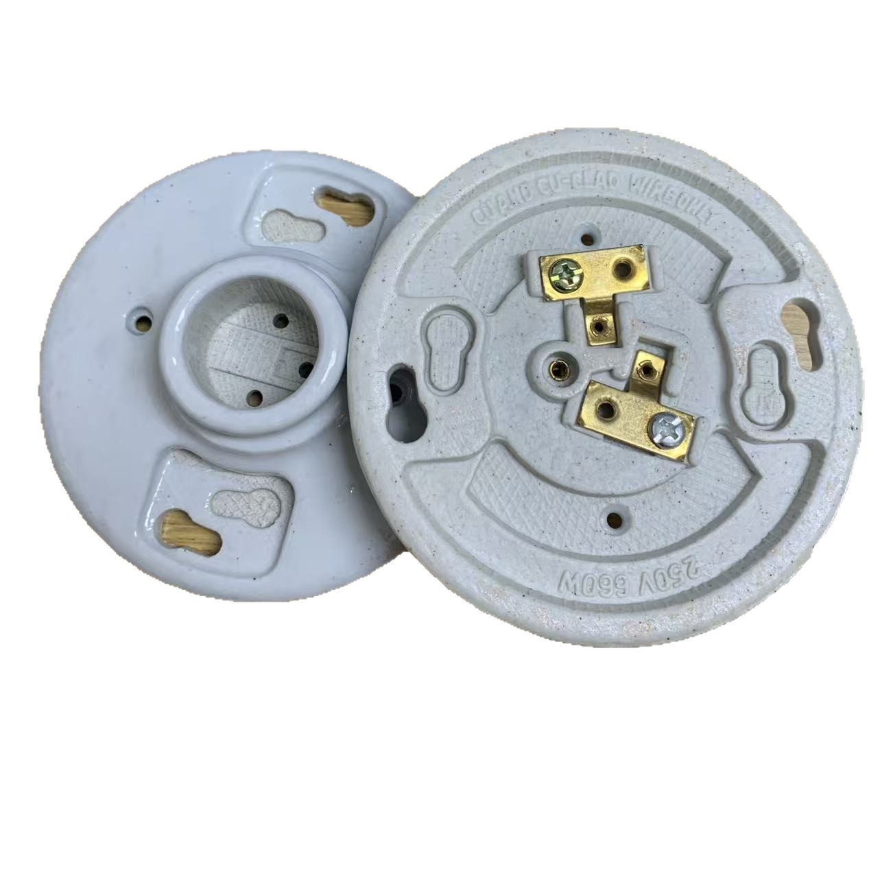 E27 soporte de lámpara de fondo plano de 4 pulgadas semicerámica soporte de lámpara cerámica roscada boca de lámpara de alta potencia