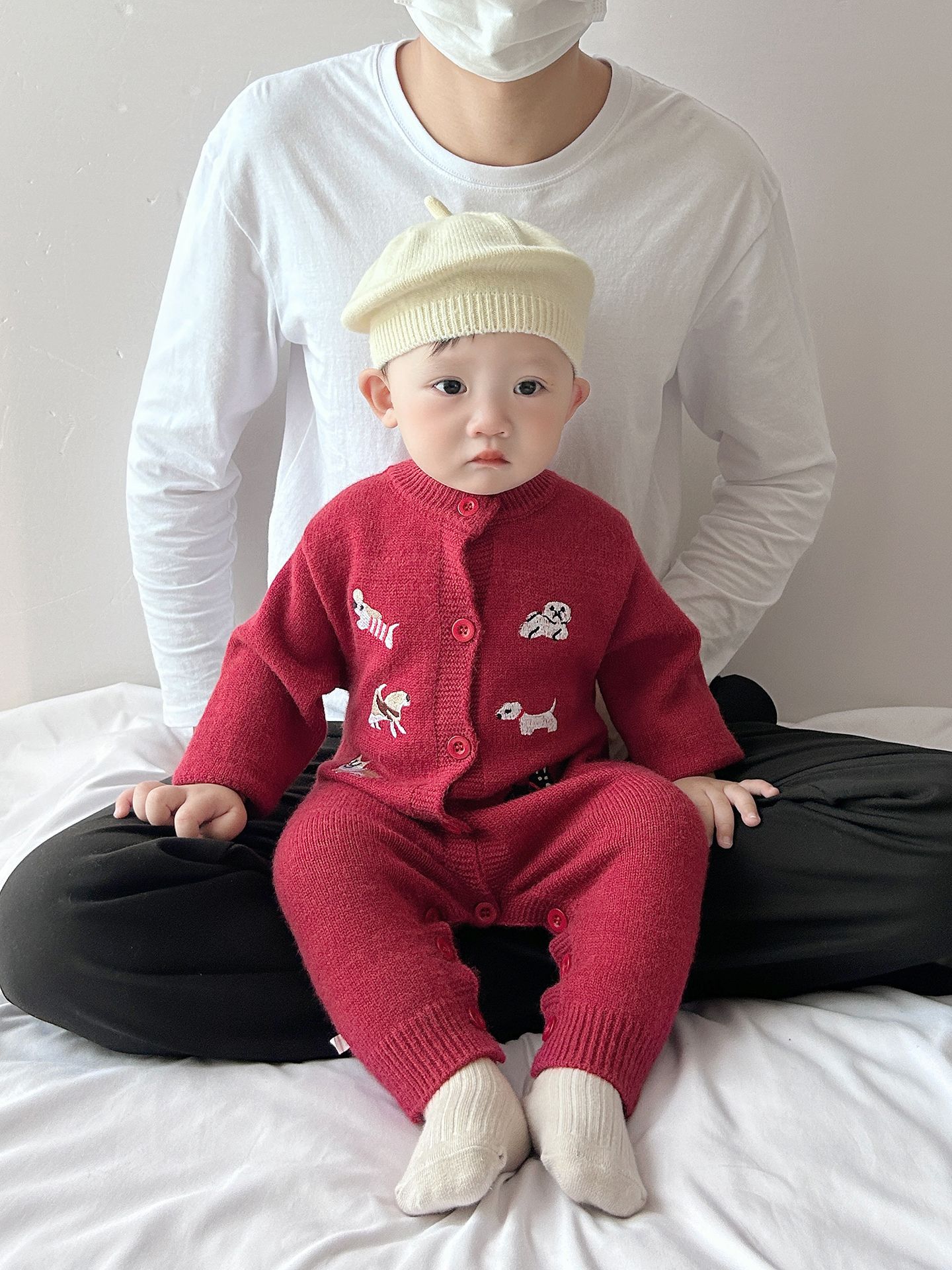 Bebé otoño invierno grueso ropa de escalada nuevo estilo coreano para niños y niñas Jacquard camiseta de punto lindo bebé abrigo camiseta