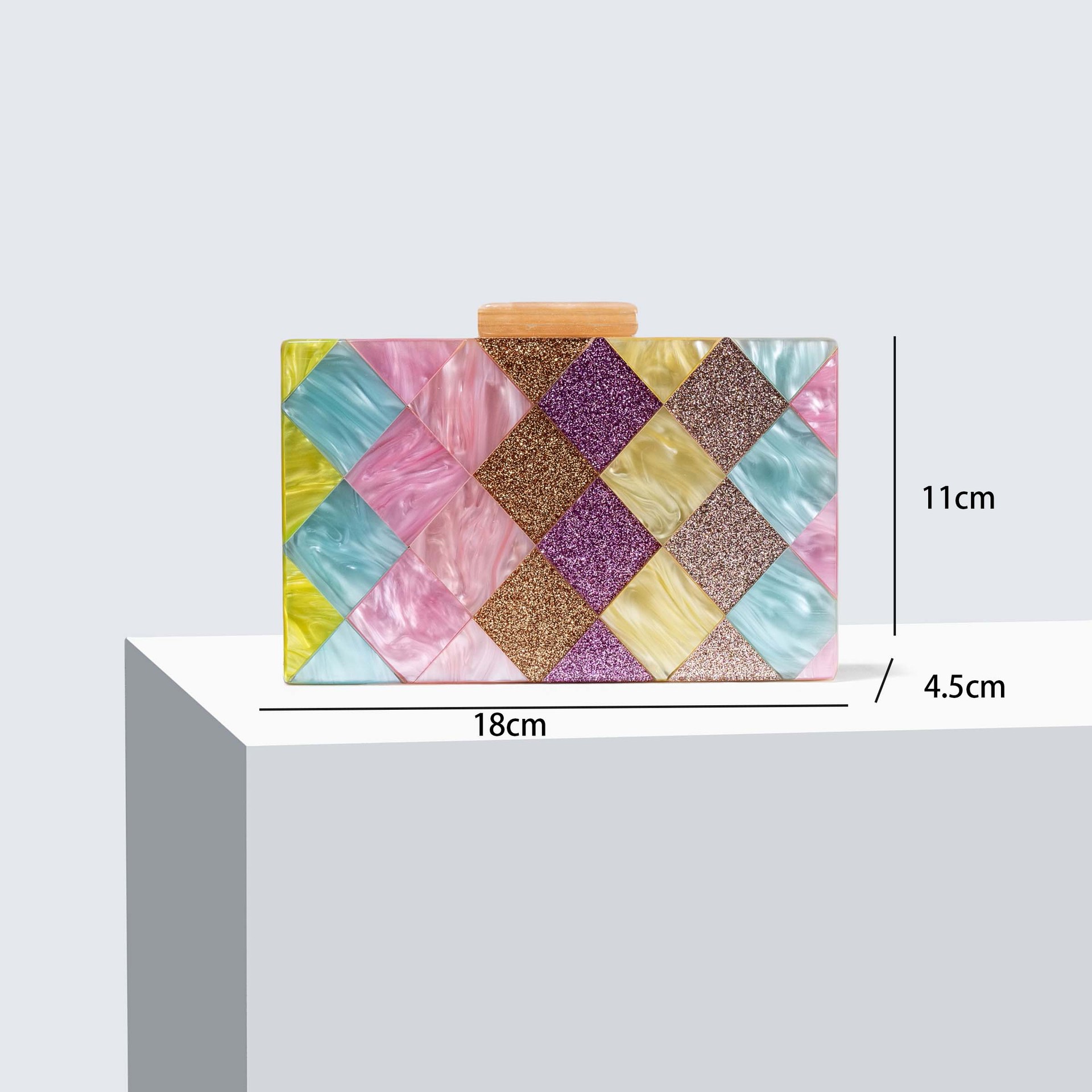 / Strap Type Clutch Bag Bags Type Daily, Street, Shopping Occasion Arylic Color Block Square Evening Bags