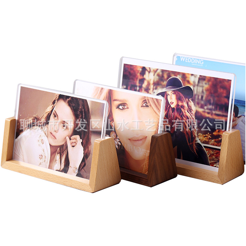 創意実木u型フォトフレーム6インチ7インチ8インチシンプルアクリル木製額縁子供用小置物展示フレーム