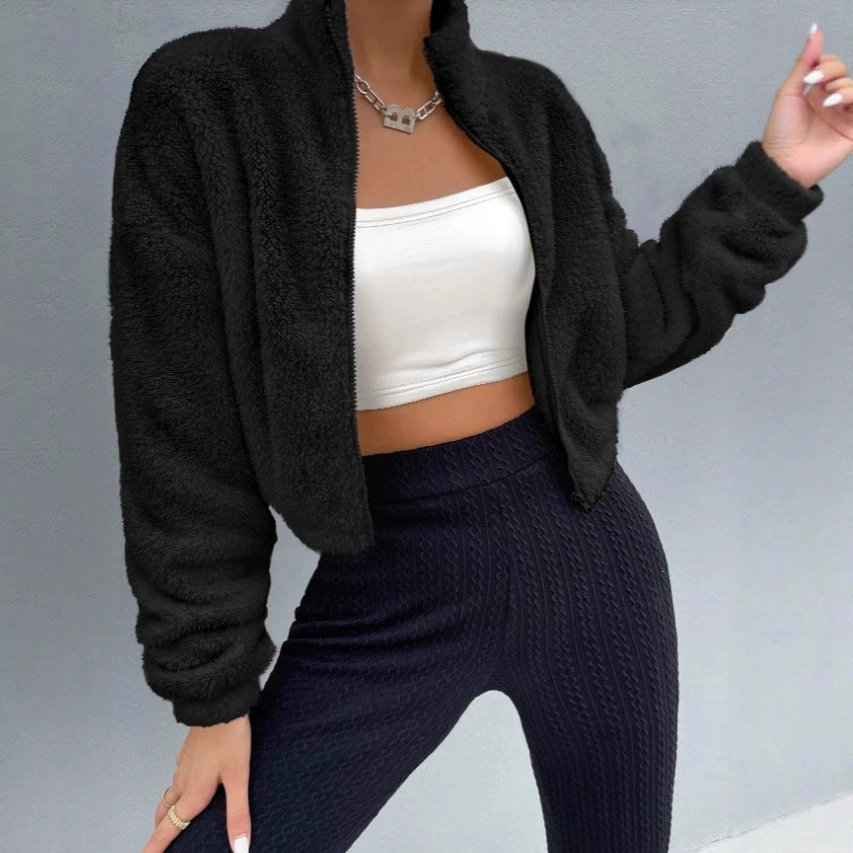 Женская куртка с открытыми плечами и молнией, сексуальная и универсальная, с длинными рукавами, для трансграничной торговли в Европе и Америке, Amazon 2025