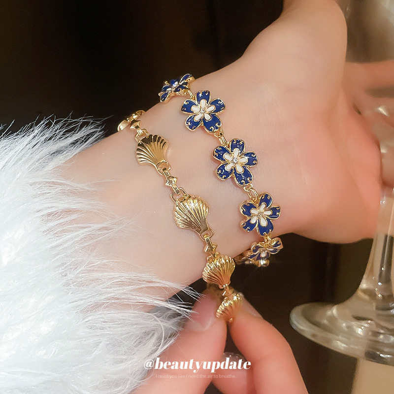 Pulsera de concha de metal transfronteriza pulsera de temperamento retro francés ins estilo frío de nicho joyería de alta calidad al por mayor
