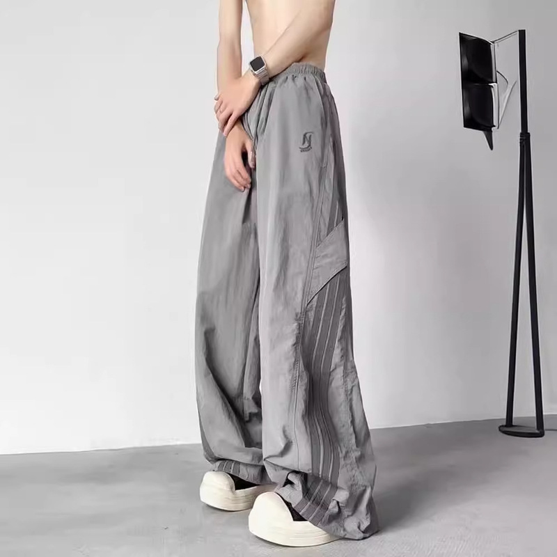 Striped Parachute Trooper Pants Men's Summer Thin American Style Charge Pants Street Dance Wide Leg Pants Quick-drying Trendy Brand Crane Pants