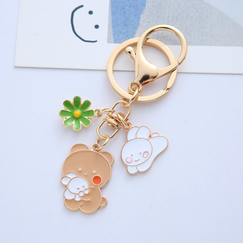 Korean INS cartoon bear rabbit keychain ornament sister-in-law keychain gift creative couple bag accessory