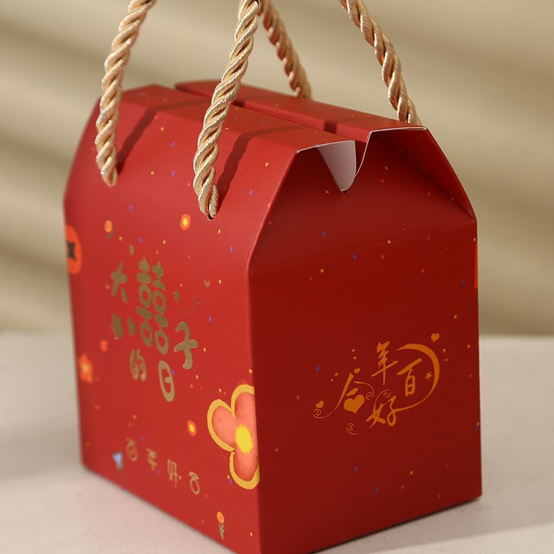 結婚喜糖盒婚禮高級感手提糖果禮盒空盒包裝盒訂婚伴手禮盒子袋子
