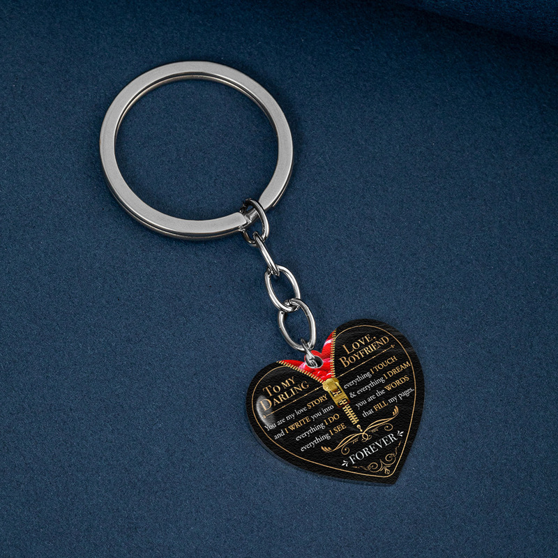 Hot Selling Couple To My Girlfriend For My Girlfriend Stainless Steel Keychain Pendant Keychain