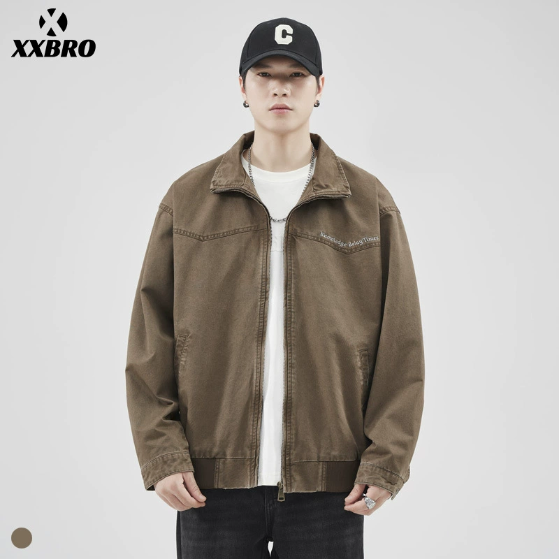 Xxbro мужская # американская ретро мойка куртка для стрижки мужской тяжелый тяжелый пригородной вышивка шитье кардиган