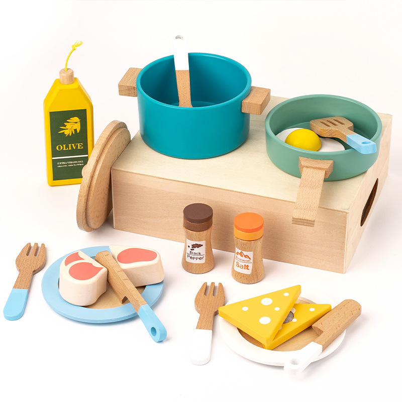 Niños transfronterizos de Kindergarten educativo de madera mini simulación traje de cocina para niñas cocinar y cocinar Play House Juguetes