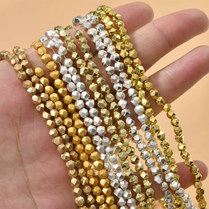 Gold-plated broken silver black gallstone multi-cut beaded loose beads diy beaded bracelet necklace handmade material accessories