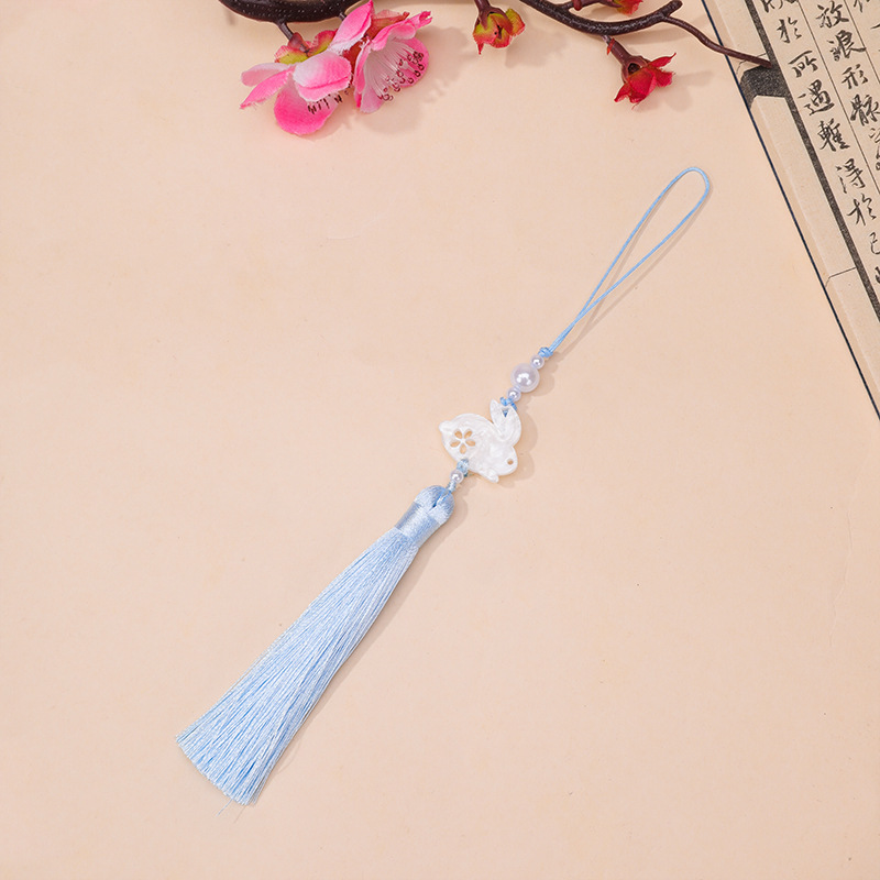 中秋节醋酸白玉兔子流苏流苏吊坠古风汉服旗袍腰佩压襟服装辅料|undefined