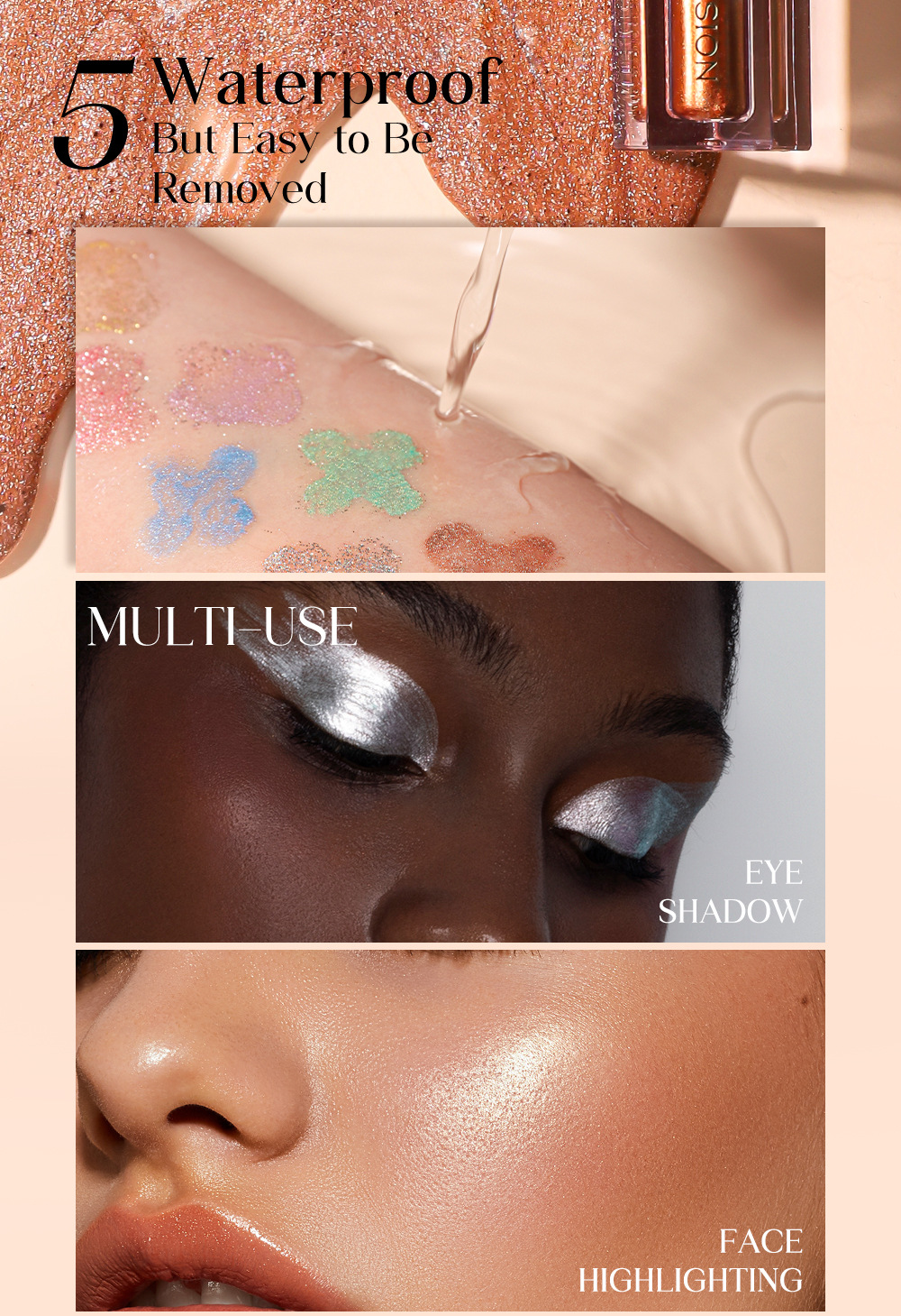 YOUNG VISION 12-color Sparkling and Dazzling Eyeshadow, Pearlescent, Polarized and matte Liquid Eyeshadow liquid Application Scenario