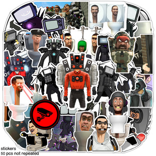 Skibidi Toilet 50 Toilet Man Surveillance Stickers Audio Man Game Peripheral Stickers Suitcase