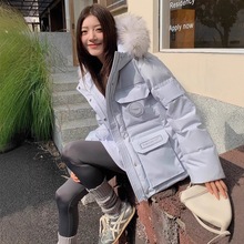 短款派克服羽绒棉服女冬季保暖加厚带毛领学院风小个子工装外套潮