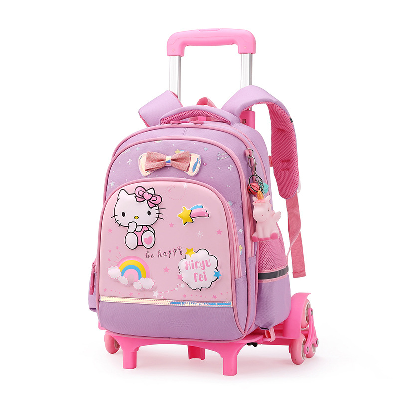 Mochila escolar con ruedas para niños de primaria con seis ruedas que pueden subir escaleras, mochila impermeable de gran capacidad y que reduce la carga para niñas de 1.º a 3.er grado