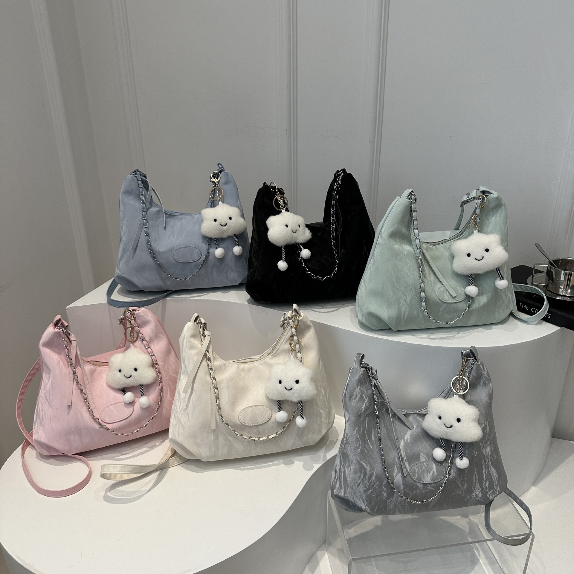 Bolso bandolera casual de gran capacidad, comercio exterior femenino, bolso de hombro de todo fósforo para viajeros al por mayor, bolso portátil de cadena de color sólido