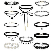 跨境欧美新品choker项圈颈链组合套装蕾丝项链锁骨链外贸批发