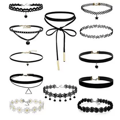 跨境欧美新品choker项圈颈链组合套装蕾丝项链锁骨链外贸批发