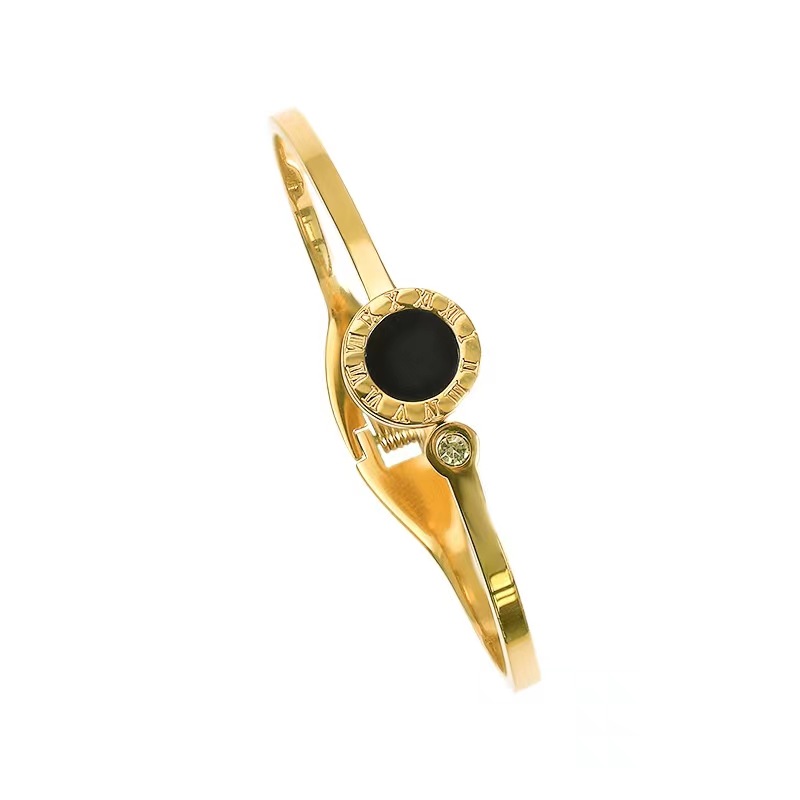 Fashion Geometric Titanium Steel Plating Rhinestones Bangle 1 Piece