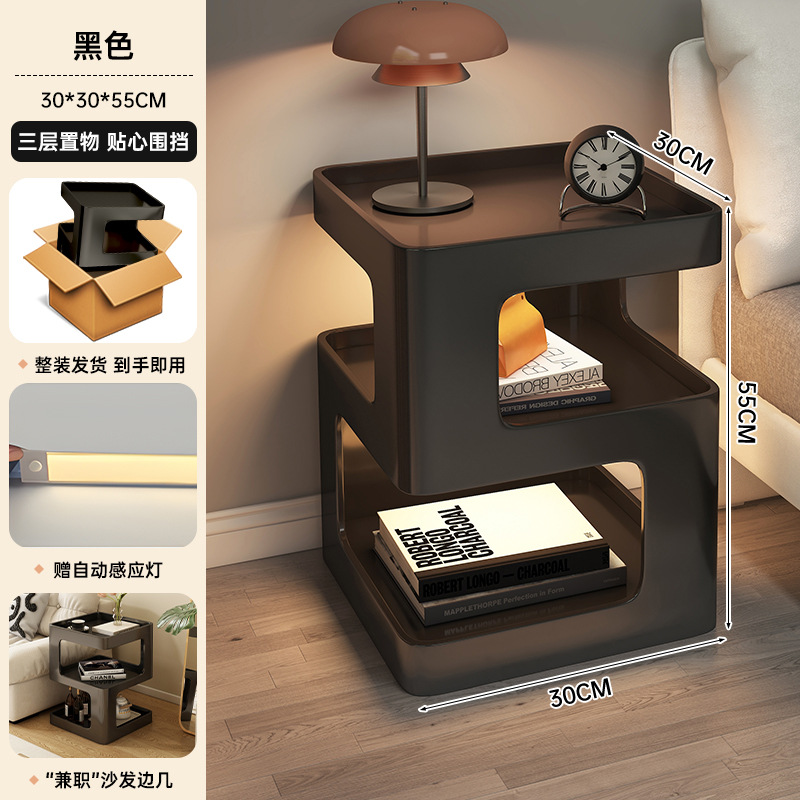 Mesa de cabezal de cama dormitorio armario de almacenamiento armario de almacenamiento estante de libros simple estante de visualización multifuncional estante de almacenamiento lateral doméstico