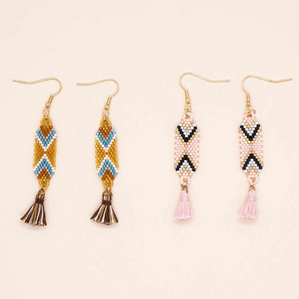 1 Pair Retro Geometric Beaded Plating Womenu0027S Drop Earrings