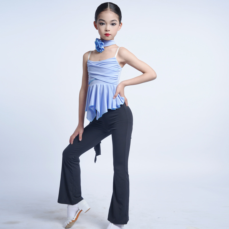 FAZ 子供用ラテンダンスパフォーマンス服ラテンダンストレーニングパンツ子供用ラテンダンス服女の子練習服セット|undefined