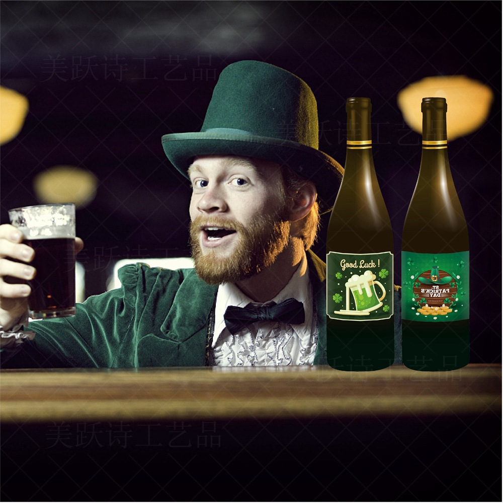2024 irlandés tema Fiesta decoración vino botella pegatinas día de San Patricio decoración Pegatinas