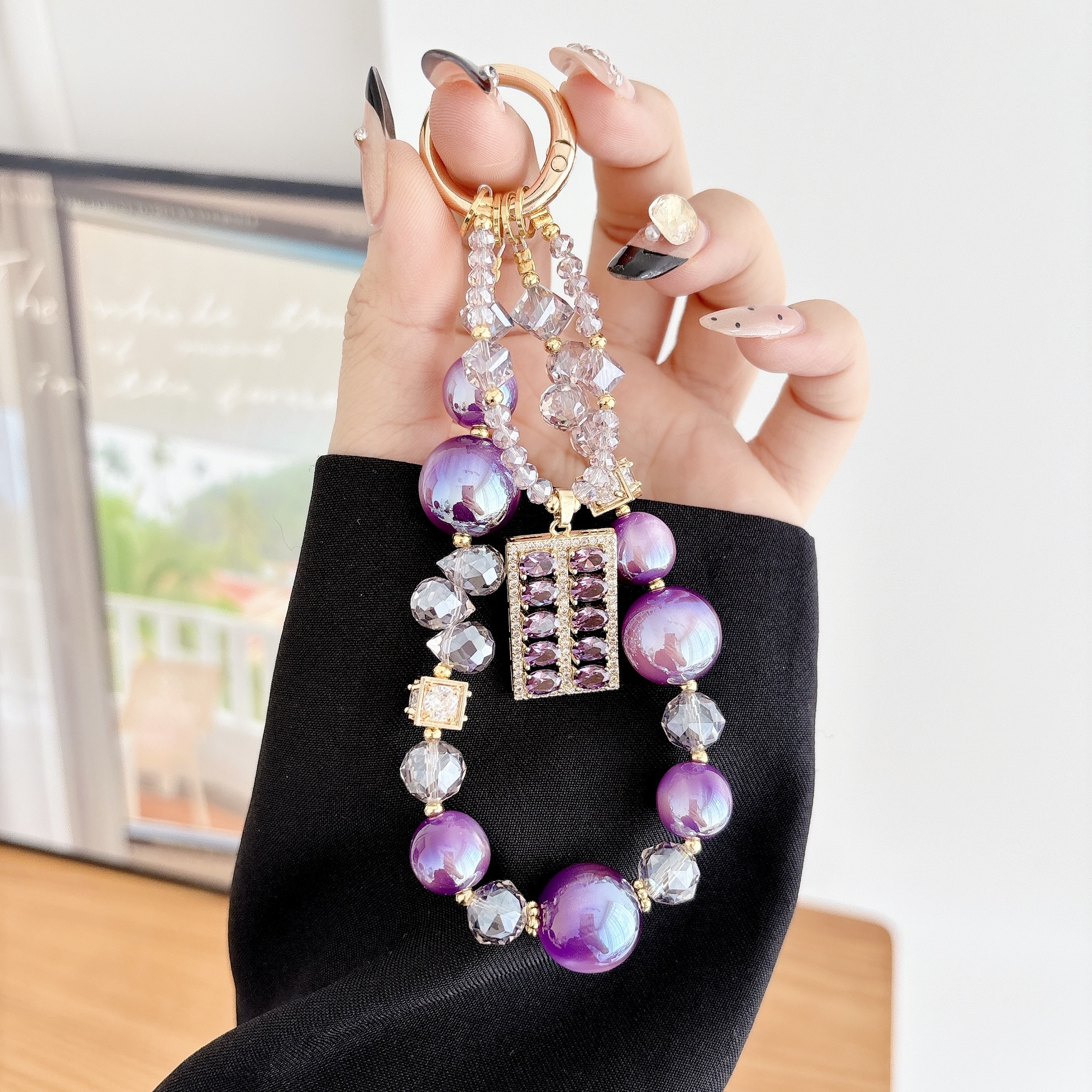 Alta sensación de lujo ligero zircon abaco serie de cadena de teléfono móvil cadena de teléfono móvil bolso llavero colgante nicho diseño