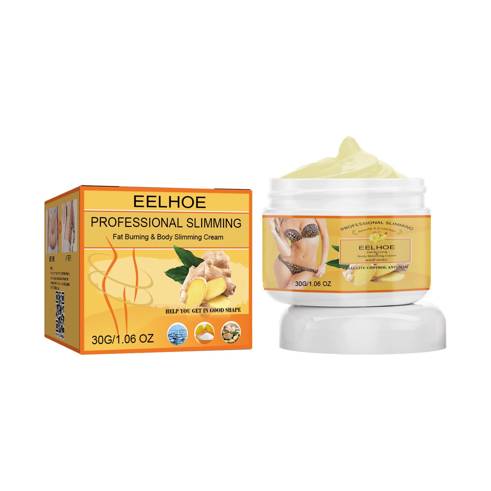 Eelhoe Ginger Massage Cream Softens and Nourishes the Skin of the Body, Arms, Belly, and Thighs, Revitalizing Care Massage Oil
