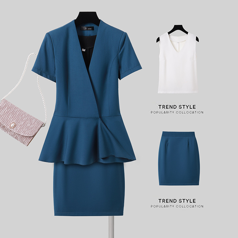 Qigu Niang Professional Suit Dress Women's New Spring and Summer High-end Temperament Front Desk Work Clothes Formal Suit Jacket
