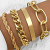 Fashionable accessory, golden metal bracelet, round beads, jewelry, European style