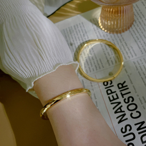 Open 18k gold ring titanium steel bracelet Internet celebrity gold-plated bracelet women's non-fading high-end jewelry ins trend