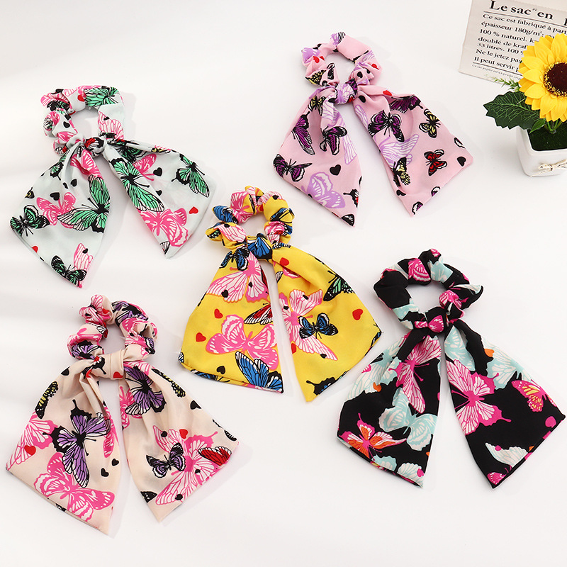 Korean Fashion Chiffon Bow Ribbon Hair Scrunchies display picture 3