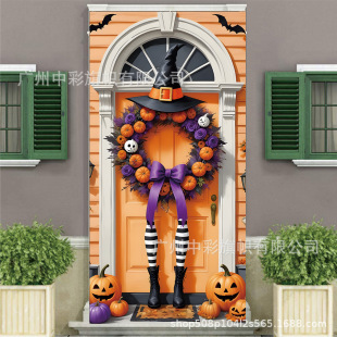 Cross-border Amazon TEMU Hishin AliExpress 2 D3D Scene Photo Flag Simulation Atmosphere Halloween Door Cover Flag