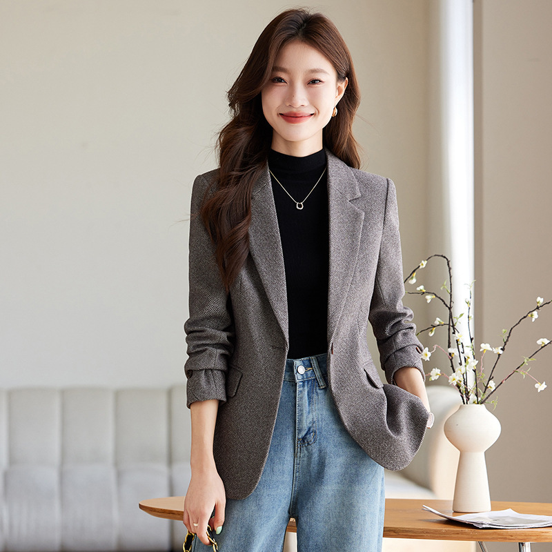 모직 작은 세트 재킷 여성의 가을과 겨울 2024 가을 새로운 캐주얼 하이 엔드 센스 작은 두꺼운 세트 탑