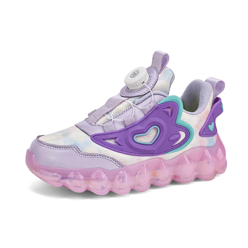 Comercio exterior transfronterizo para niñas, primavera y verano 2025, zapatos deportivos transpirables de malla para niños, zapatos para correr con hebilla giratoria para niños y niñas de mediana edad