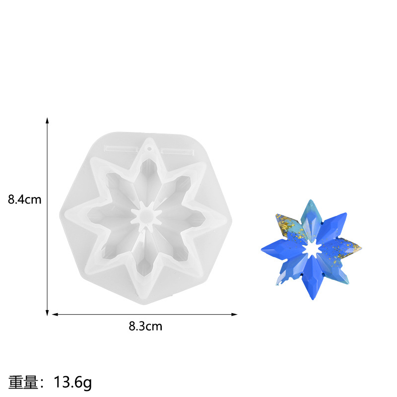 Navidad copo de nieve molde de silicona espejo Pulido-libre de resina copo de nieve llavero colgante epoxi molde