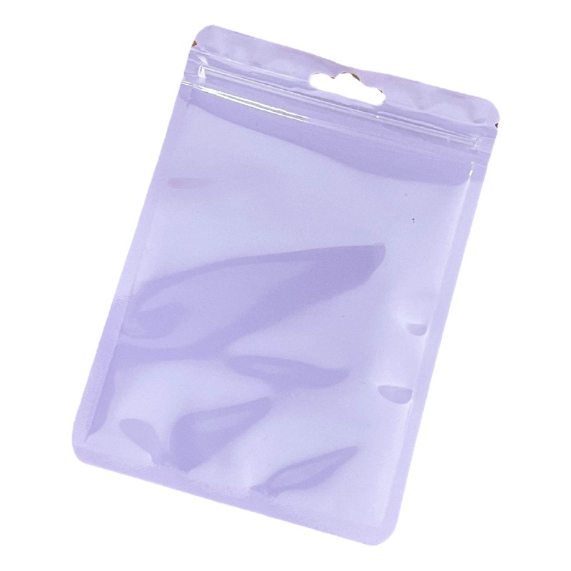 Macaron color bolsa de autosellado bolsa de plástico engrosada transparente color hueso bolsa de almacenamiento sellado bolsillo maquillaje cepillo bolsa de embalaje