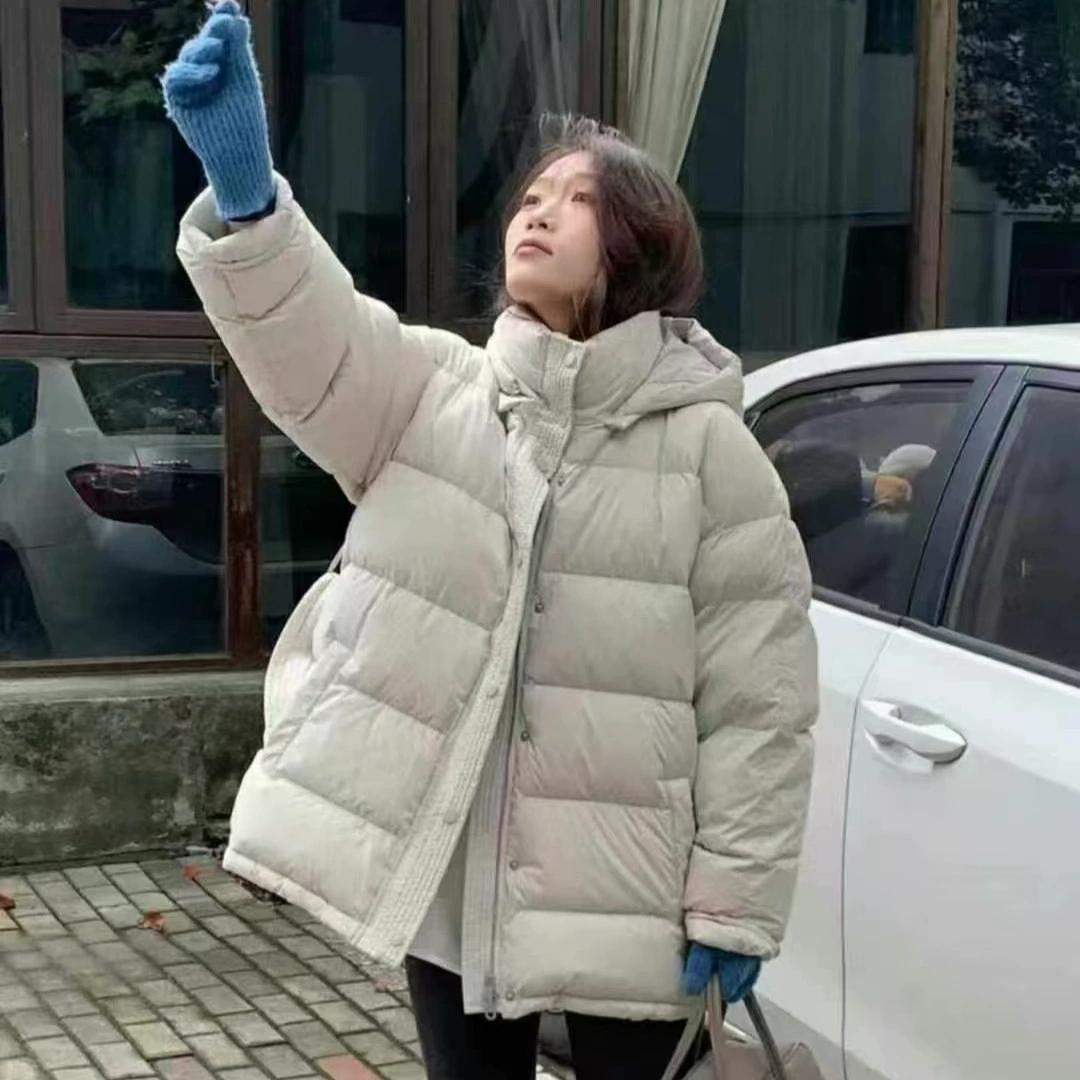 Пуховик Dongdaemun с поясом для женщин, зима 2025, новый стиль, с капюшоном, на белом утином пуху, с регулируемой талией, модный, свободный, толстый