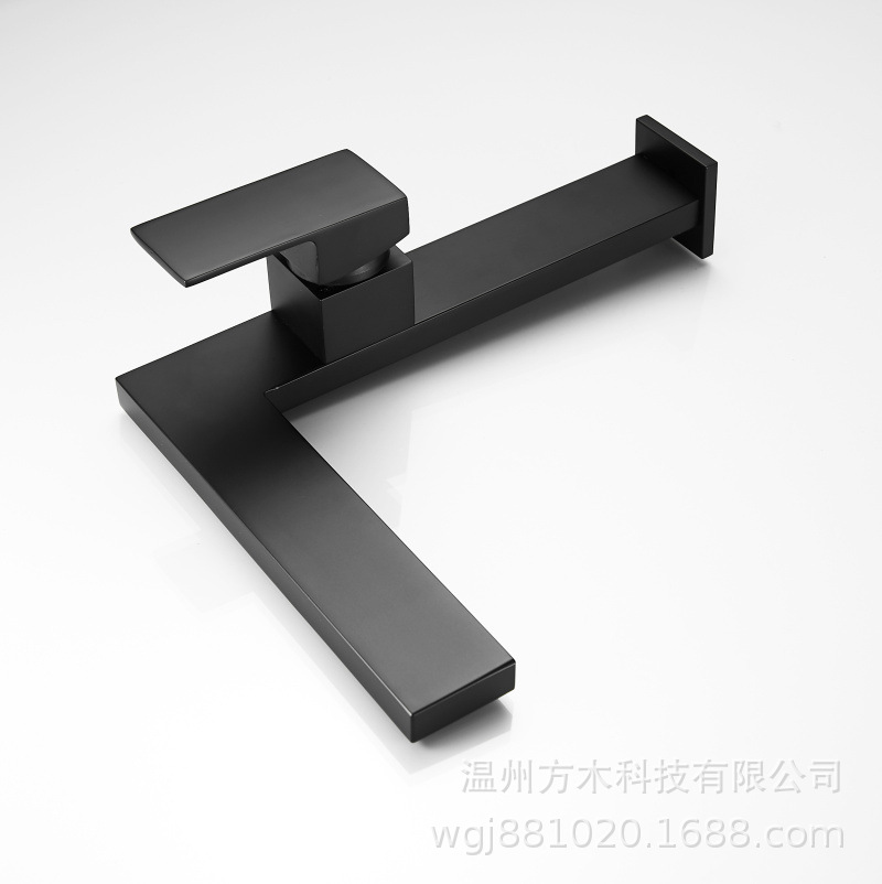 All-copper flat seven-shaped square creative bathroom, waterfall, single hole, single handle, side-opening basin, cold and hot water faucet for washing undefined