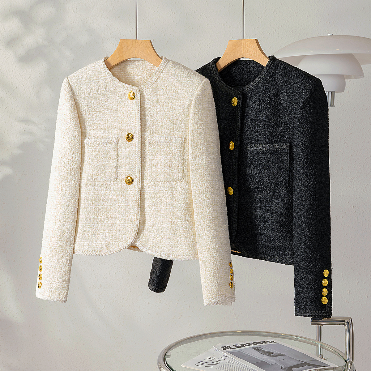 Endi Ce*Lin Hepburn-Style Chanel-Inspired Coat 2026 Spring New Wool Tweed Light Luxury Elegant Top