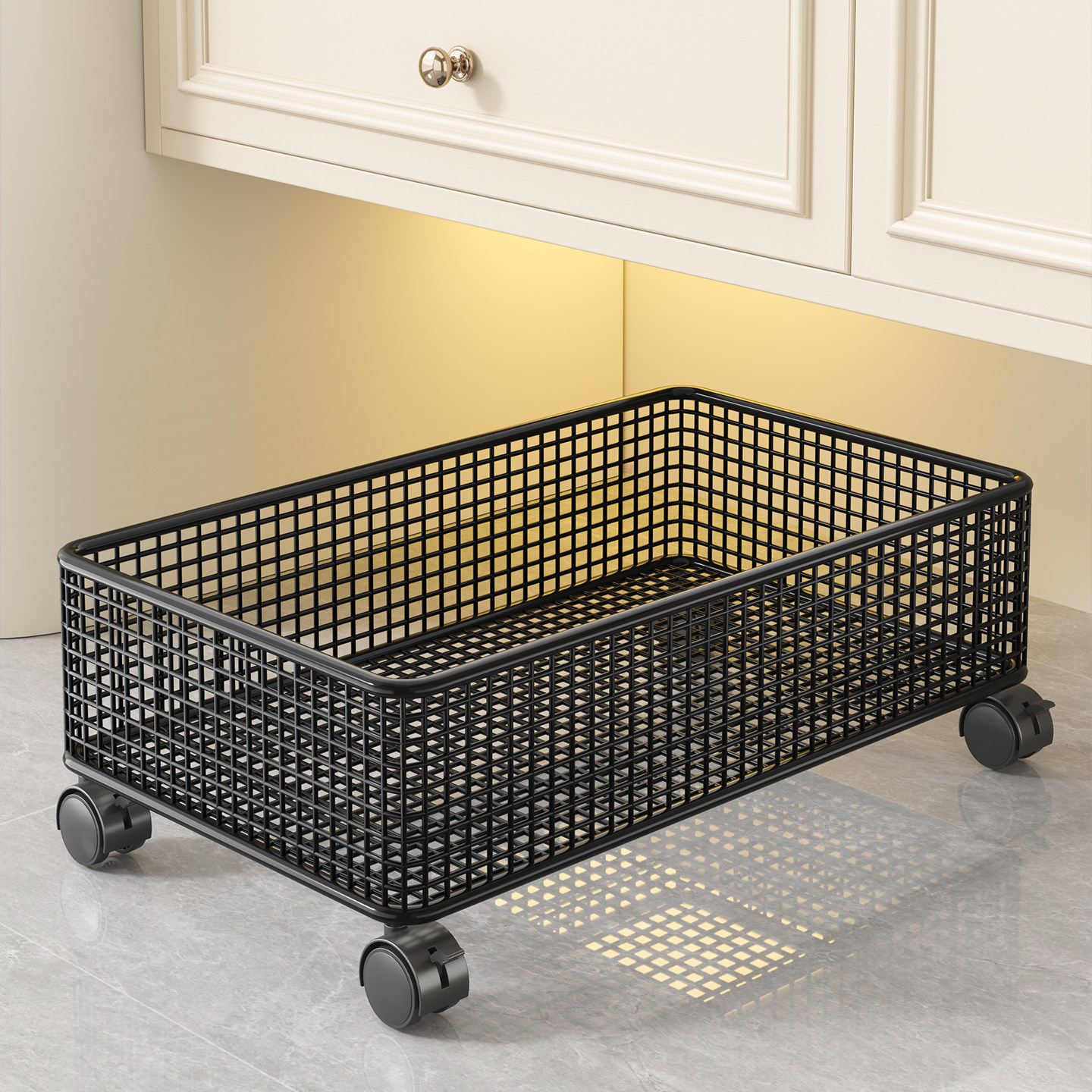 Bathroom Cabinet Under-Sink Storage Rack with Wheels, Mobile Dirty Laundry Basket, Dirty Socks Storage Organizer, Odor-Resistant Sock Storage Bin