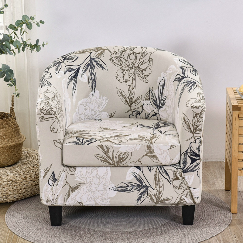 Solid Color Single Club Chair Cover Sofa Cover Full-inclusive Protective Cover Semi-circular Bathtub American Style Sofa Cover Cushion